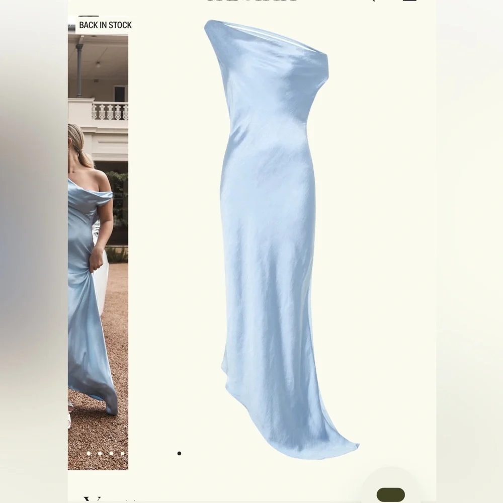 Meshki Yvette Slip Maxi Dress With Asymmetrical Hem - Cornflower Blue Small - Picture 6 of 10